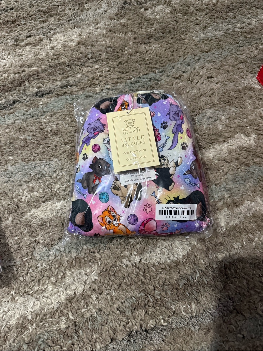 Little Snuggles Dazzling Duos Purrfect Cats Bamboo Crib Sheet *Brand New*